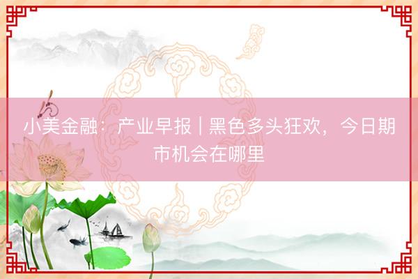 小美金融：产业早报 | 黑色多头狂欢，今日期市机会在哪里