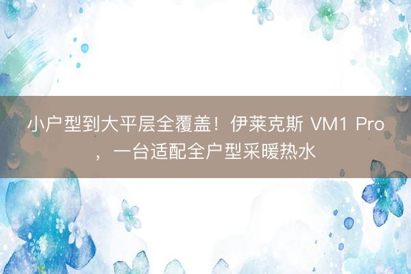 小户型到大平层全覆盖！伊莱克斯 VM1 Pro，一台适配全户型采暖热水
