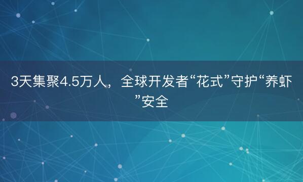 3天集聚4.5万人，全球开发者“花式”守护“养虾”安全