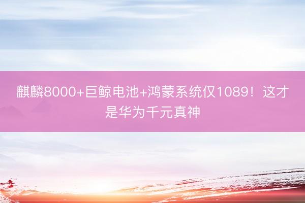 麒麟8000+巨鲸电池+鸿蒙系统仅1089！这才是华为千元真神
