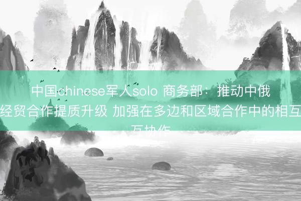 中国chinese军人solo 商务部：推动中俄双边经贸合作提质升级 加强在多边和区域合作中的相互协作
