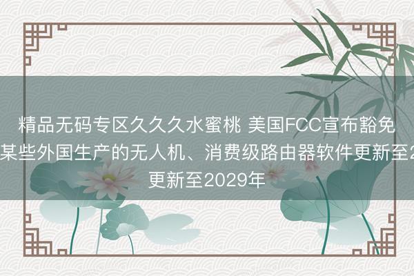 精品无码专区久久久水蜜桃 美国FCC宣布豁免：允许某些外国生产的无人机、消费级路由器软件更新至2029年