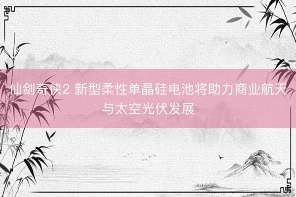 仙剑奇侠2 新型柔性单晶硅电池将助力商业航天与太空光伏发展