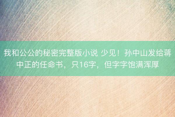 我和公公的秘密完整版小说 少见!孙中山发给蒋中正的任命书,只16字,但字字饱满浑厚