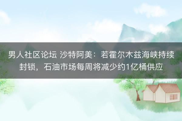 男人社区论坛 沙特阿美：若霍尔木兹海峡持续封锁，石油市场每周将减少约1亿桶供应