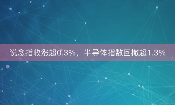 说念指收涨超0.3%，半导体指数回撤超1.3%