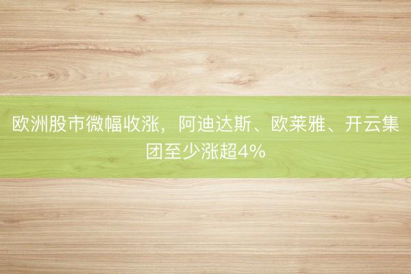 欧洲股市微幅收涨，阿迪达斯、欧莱雅、开云集团至少涨超4%