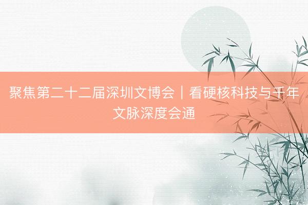聚焦第二十二届深圳文博会｜看硬核科技与千年文脉深度会通