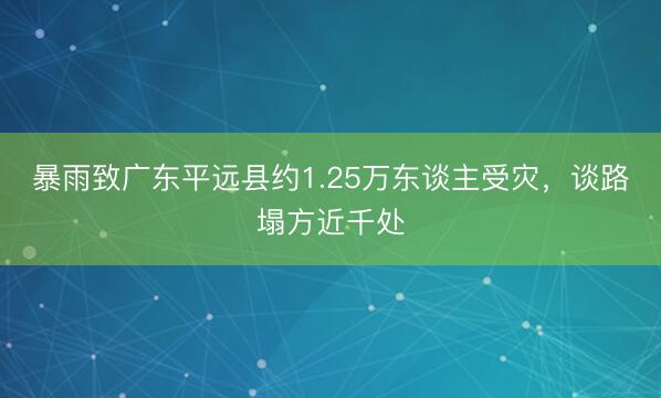 暴雨致广东平远县约1.25万东谈主受灾，谈路塌方近千处