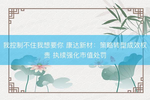 我控制不住我想要你 康达新材：策略转型成效权贵 执续强化市值处罚