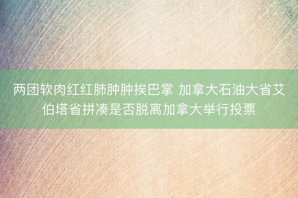 两团软肉红红肺肿肿挨巴掌 加拿大石油大省艾伯塔省拼凑是否脱离加拿大举行投票