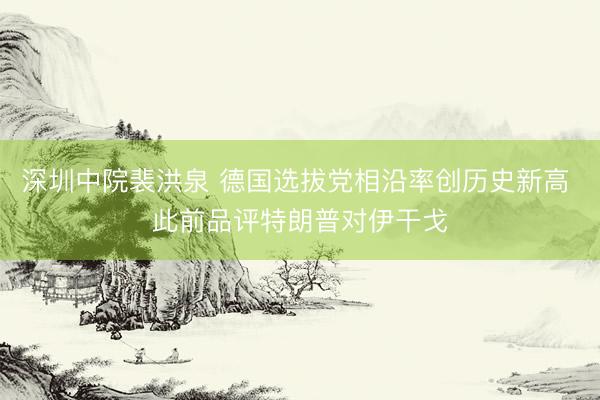 深圳中院裴洪泉 德国选拔党相沿率创历史新高 此前品评特朗普对伊干戈