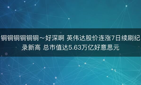 铜铜铜铜铜铜~好深啊 英伟达股价连涨7日续刷纪录新高 总市值达5.63万亿好意思元