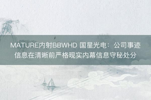 MATURE内射BBWHD 国星光电:公司事迹信息在清晰前严格现实内幕信息守秘处分
