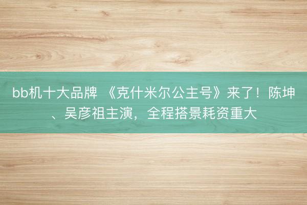 bb机十大品牌 《克什米尔公主号》来了！陈坤、吴彦祖主演，全程搭景耗资重大