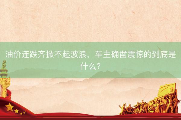 油价连跌齐掀不起波浪，车主确凿震惊的到底是什么？