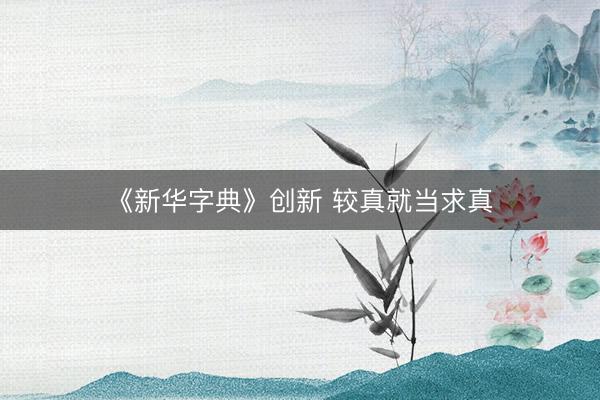 《新华字典》创新&amp;#32;较真就当求真