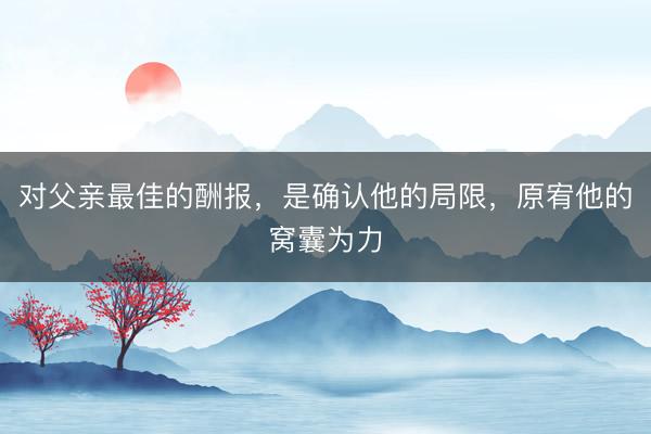 对父亲最佳的酬报，是确认他的局限，原宥他的窝囊为力
